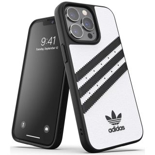 Adidas OR Mouded 3-Stripes Snap Case PU für Apple iPhone 13, 13 Pro Weiss-Schwarz