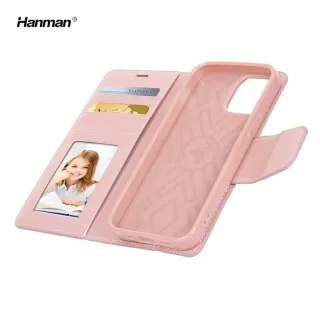 Apple iPhone 16 Plus - Hanman Mill Étui à clapet avec 3 emplacements pour cartes, or rose