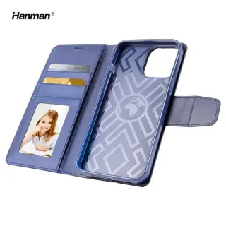 Apple iPhone 17 - Custodia Hanman Mill con 3 scomparti per carte, blu scuro