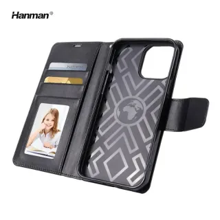 Apple iPhone Air- Hanman Mill Flip Case with 3 card slots, black