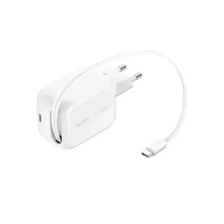 Belkin - BoostCharge chargeur GaN, 45W, avec câble USB-C rétractable, Blanc