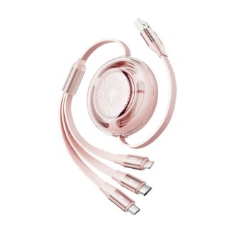 Cavo dati Rock L10 Honeycomb 3in1 - Micro-USB, USB-C, Lightning, rosa