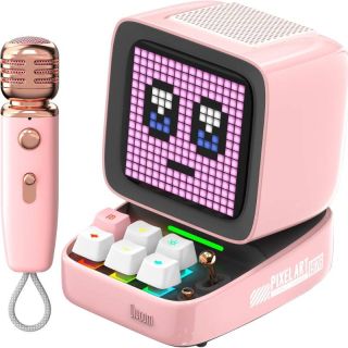 Divoom - DitooMic- 8 Bit Pixel Art Speaker - Bluetooth - Karaoke & Voice Morphing - Pink