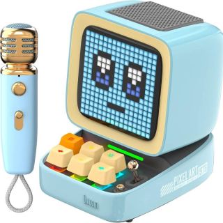 Divoom - DitooMic- Altoparlante Pixel Art a 8 bit - Bluetooth - Karaoke e Voice Morphing - Blu