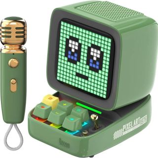 Divoom - DitooMic - Altoparlante Pixel Art a 8 bit - Bluetooth - Karaoke e Voice Morphing - Verde