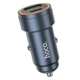 HOCO Caricabatterie da auto mini ad alta potenza PD30W + QC3.0 a ricarica rapida in lega di alluminio a doppia porta (Z57A)