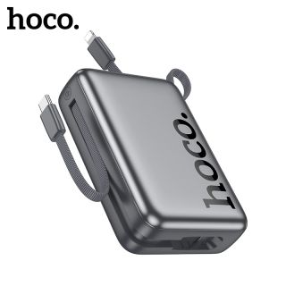 Hoco Q39 Powerbank 20000mAh, noir - Banque d'alimentation haute performance pour smartphone et tablette avec câble USB-C & Lightning