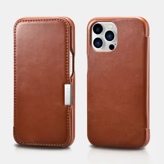 iCarer iPhone 15 Pro - Custodia flip in vera pelle vintage marrone (WMI15230614-BN)