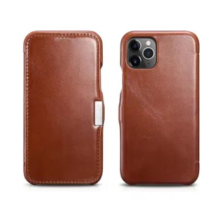 iPhone 11 Pro - iCarer Luxury Series étui à rabat en cuir véritable, marron (RIX1107-BN)