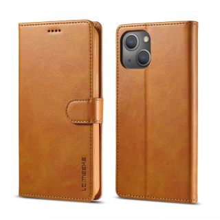 iPhone 12 / 12 Pro - LC.IMEEKE Etui portefeuille avec 3 compartiments pour cartes & fermeture magnétique, marron clair/orange