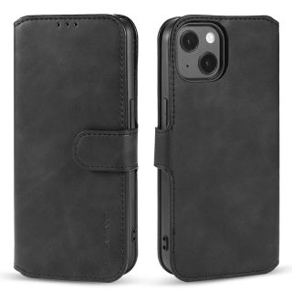 iPhone 13 Mini - DG.MING Vintage Flip Case, 3 Kartenfächer, Magnetverschluss, Leder-Optik, schwarz