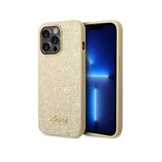 iPhone 14 Pro Max - Guess TPU Glitter Metal Logo Case, Gold GUHCP14XHGGSHD