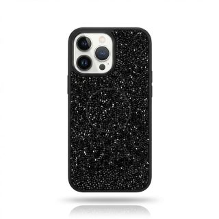 iPhone 14 Pro - The Bling World Hülle, glänzendes Design mit Standfunktion, Schwarz