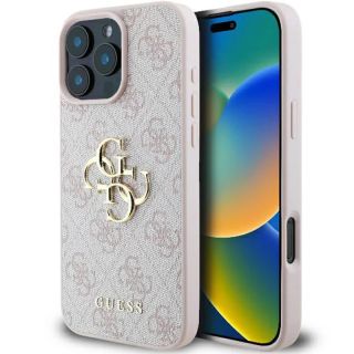 iPhone 16 Pro - Étui Guess Metal Logo rose GUHCP16L4GMGPI