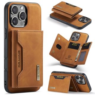 iPhone 16 Pro Max - Custodia posteriore DC.MING, look pelle, slot per carte e chiusura magnetica, custodia protettiva, marrone cammello