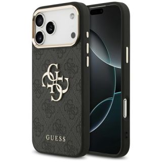 iPhone 17 Pro Max - Custodia in metallo con logo oro, nero GUHCP17X4GMGCGR