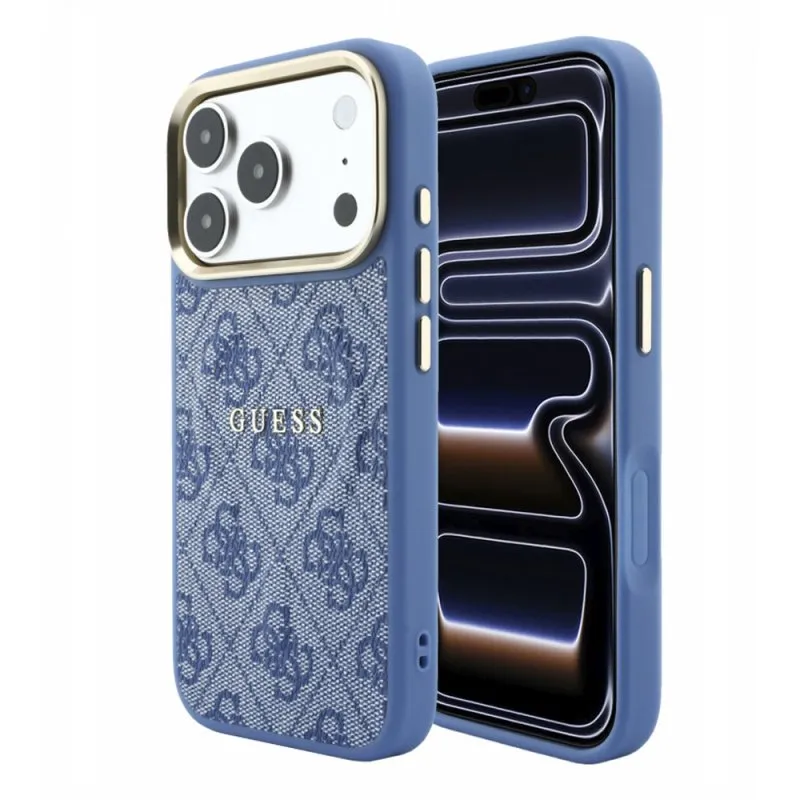 iPhone 18 Pro Max / 17 Pro Max – Guess Hülle aus PU-Leder mit MagSafe, Blau GUHMP18XP4MSEGCB