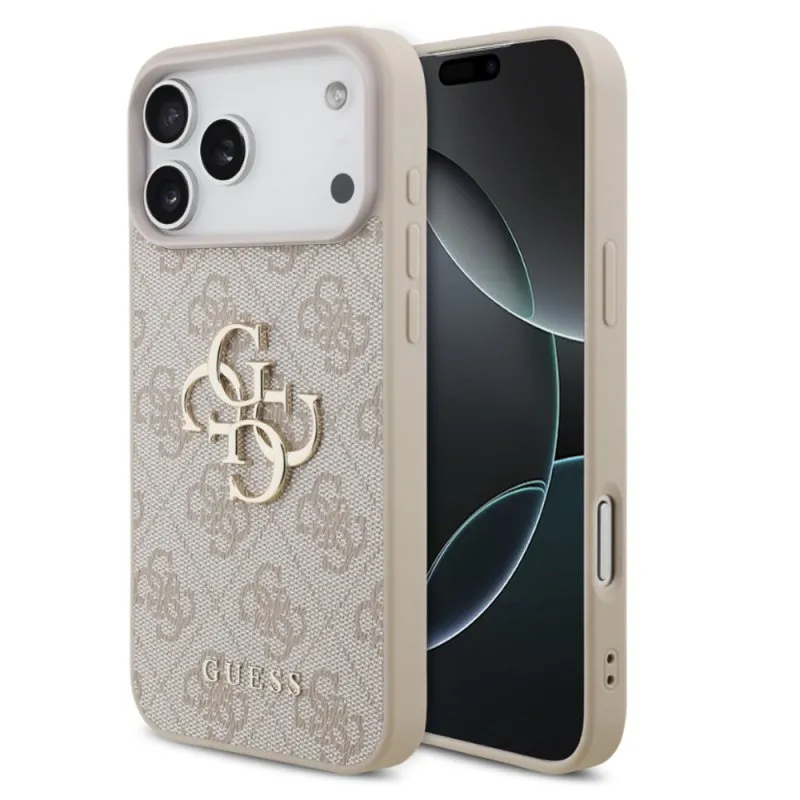 iPhone 18 Pro Max / 17 Pro Max – Guess Metal Logo Gold Case, Pink GUHCP18X4GMGPI