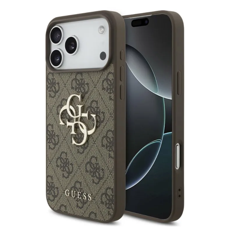 iPhone 18 Pro Max / 17 Pro Max – Guess Metall-Logo-Hülle Gold, Braun GUHCP18X4GMGBR