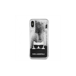 iPhone X / XS - Karl Lagerfeld Liquid Glitter KLHCPXCHPEEBK, nero