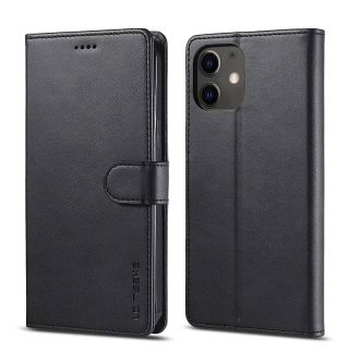 iPhone Xr - Etui portefeuille LC.IMEEKE avec 3 emplacements pour cartes & fermeture magnétique, noir