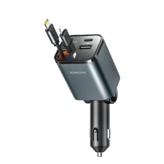 Joyroom - Caricabatterie da auto retrattile 3 in 1 da 30W, grigio scuro (JR-CCL07)