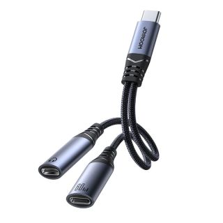 Joyroom - SY-C03 2-in-1 Audio Adapter (Type-C to 2x Type-C), 60W, Black