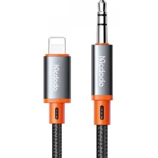 McDodo - Lightning to 3.5mm Male AUX Cable Coiffé, 60W. 1,8m, noir