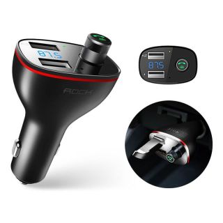 Rock - B300 - 2-Port USB Auto-Ladegerät mit FM-Transmitter, schwarz