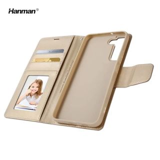 Samsung Galaxy S21 FE 5G - Hanman Mill Flip Case mit 3 Kartenfächern, gold