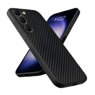Samsung Galaxy S23 - Étui robuste en TPU avec aspect carbone, noir