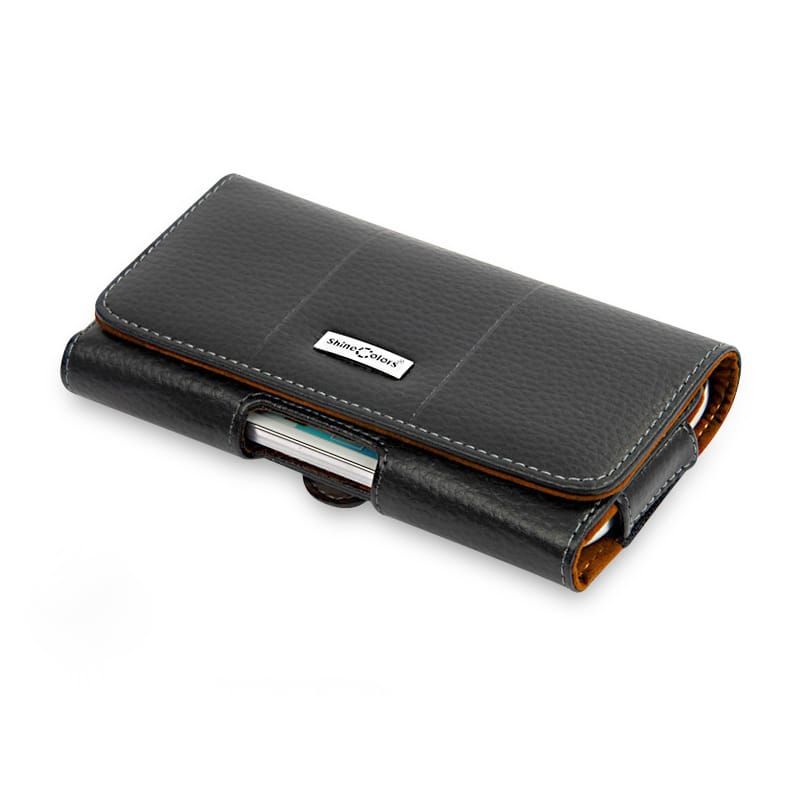 ShineColors Custodia universale PCS-K03 (taglia M) nera - Custodia da cintura in vera pelle  