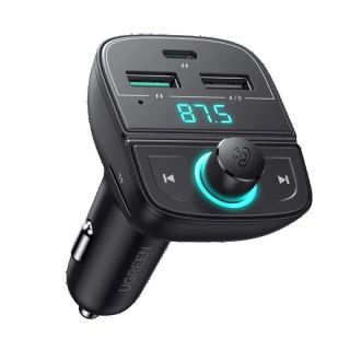 Ugreen - Bluetooth FM Transmitter Car with QC/PD (CD229 / 80910), gray/black