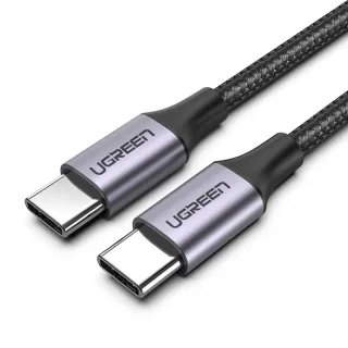 UGREEN - Cavo intrecciato di ricarica rapida da USB-C a USB-C 100W, US161 1,5 m, grigio