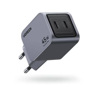 UGREEN - USB Fast Charger Nexode Pro 45W, Dual USB-C, GaN, Grau